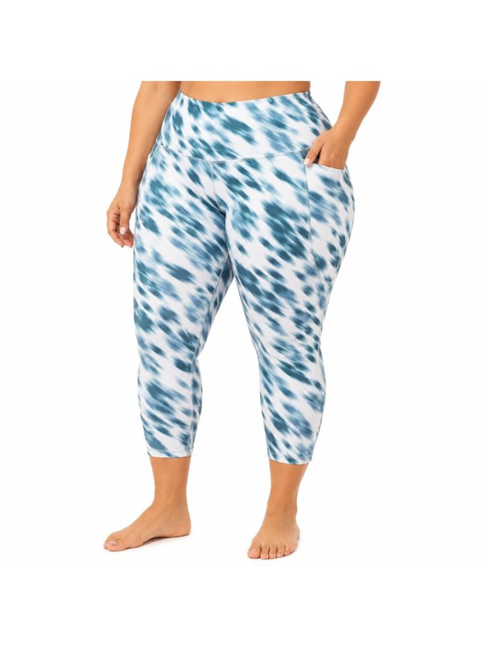 NEW Old Navy Blue Cheetah Powersoft 7/8 Leggings - XXL